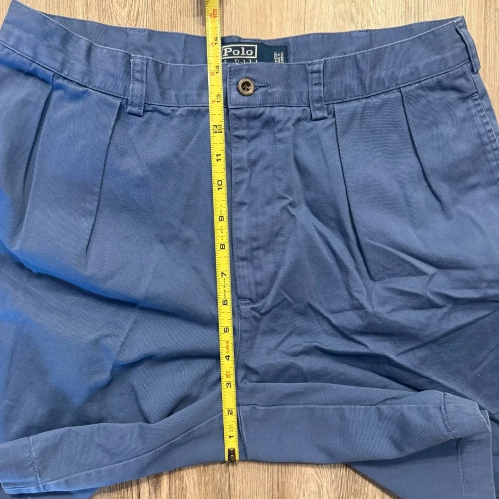 Polo Ralph Lauren Mens 34 Vintage Tyler Pleated Blue Shorts